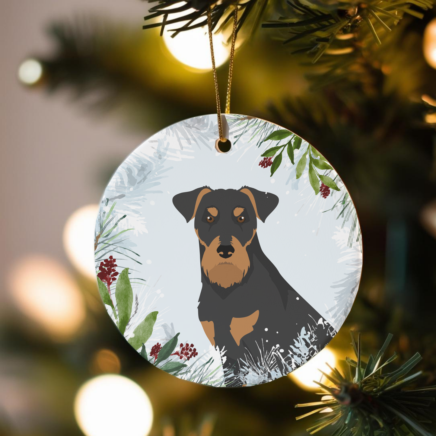 Jagdterrier Dog Ceramic Christmas Ornaments