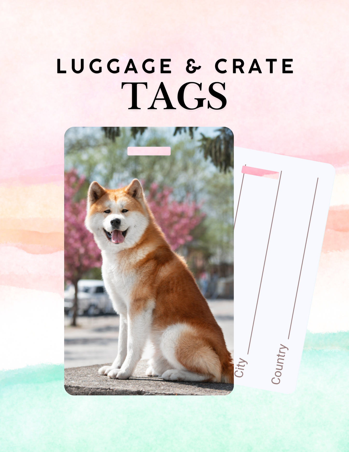 Japanese Akita Dog Metal Luggage/ Crate Tag