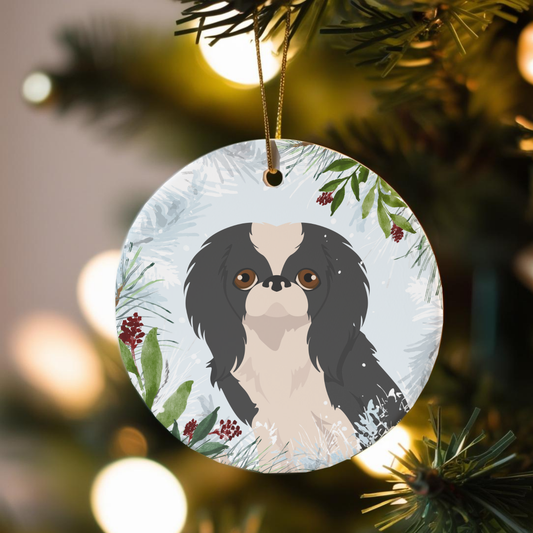 Japanese Chin Dog Ceramic Christmas Ornaments
