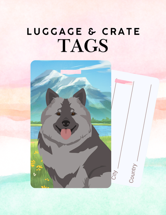 Keeshond Dog Metal Luggage/ Crate Tag