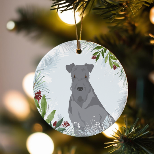 Kerry Blue Terrier Dog Ceramic Christmas Ornaments