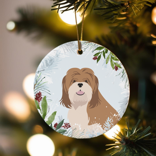 Lhasa Apso Dog Ceramic Christmas Ornaments