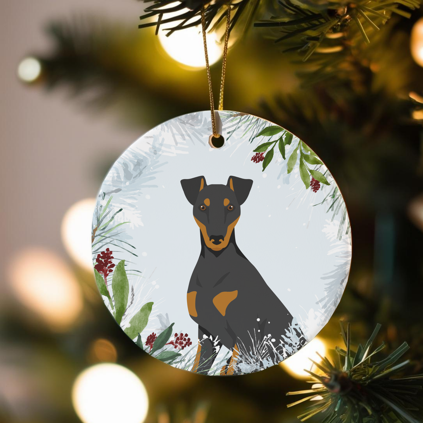 Manchester Terrier Dog Ceramic Christmas Ornaments