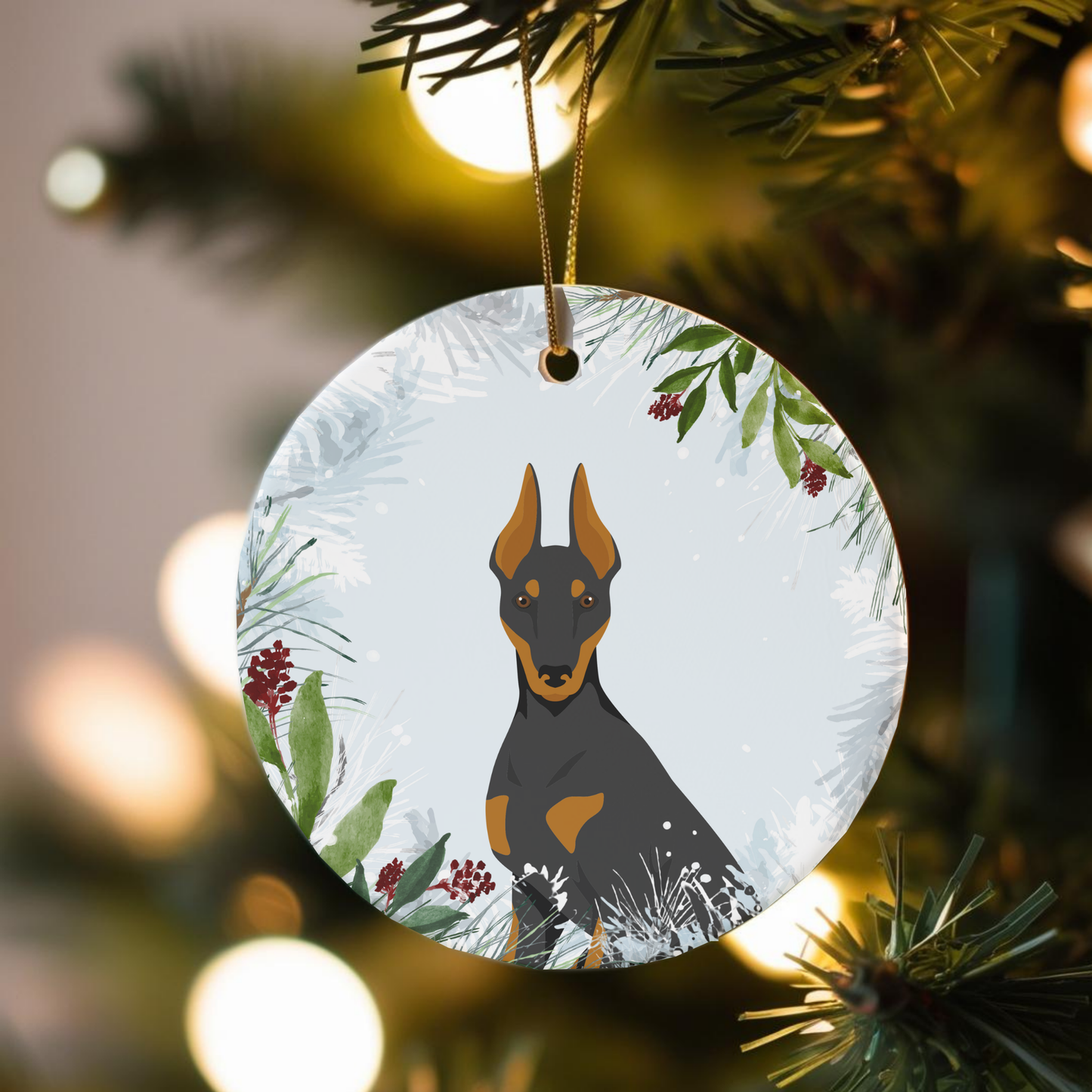 Manchester Terrier Dog Ceramic Christmas Ornaments