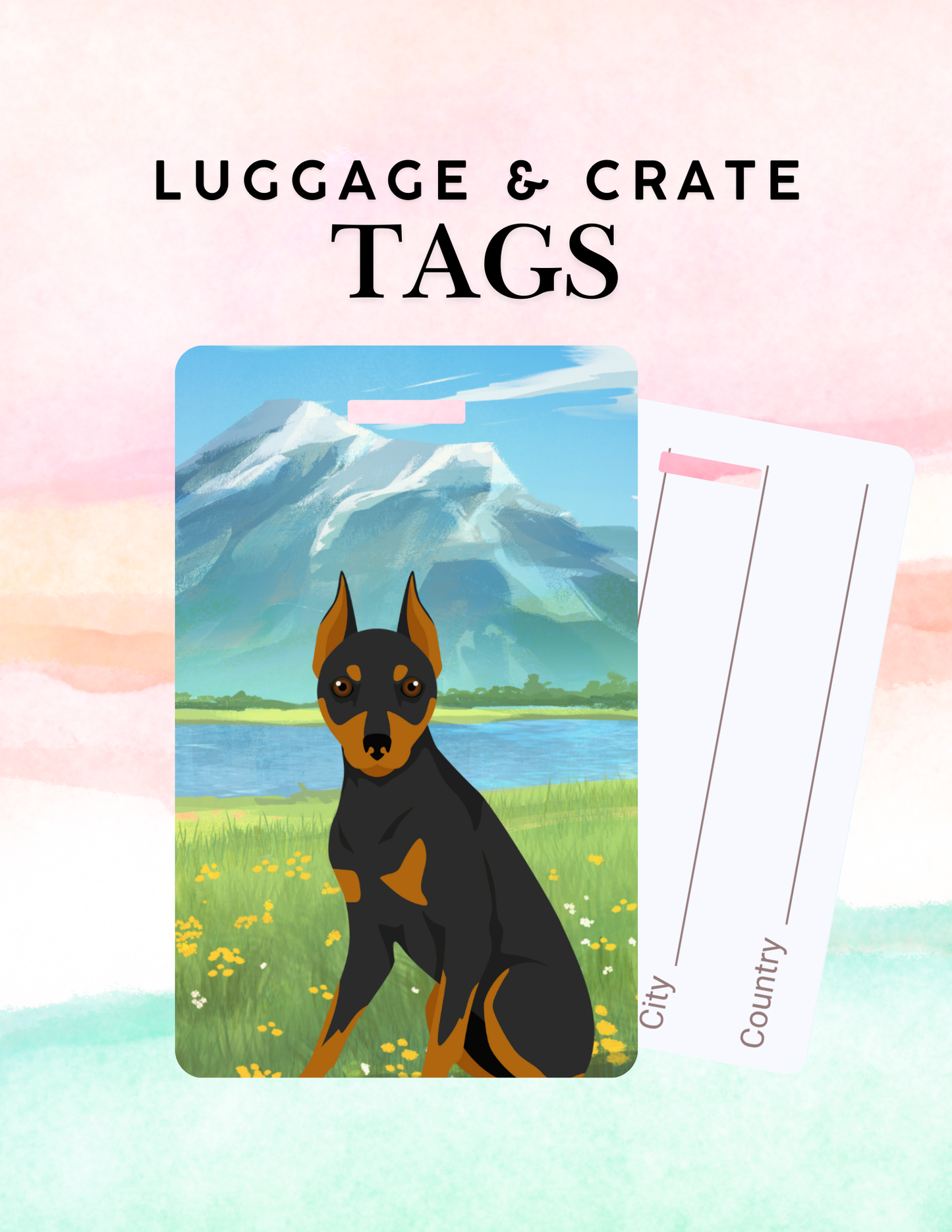 Miniature Pinscher Dog Metal Luggage/ Crate Tag