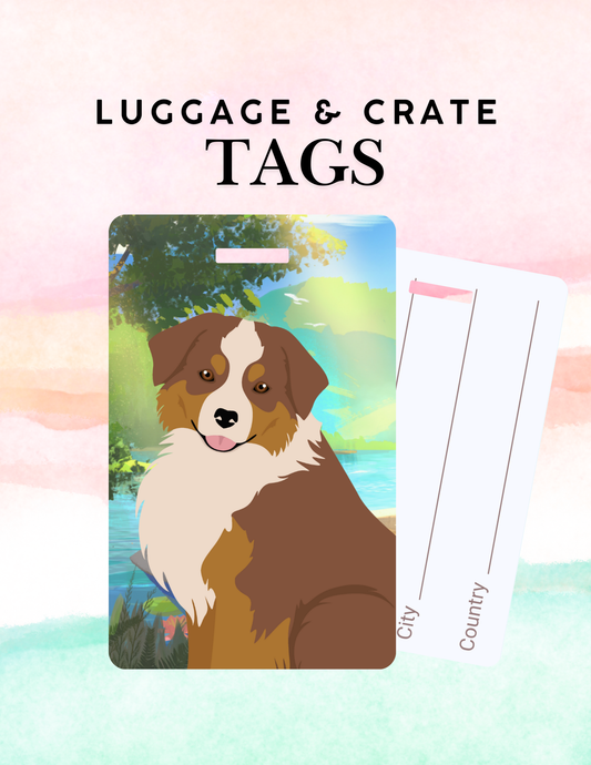 Miniature American Shepherd Dog Metal Luggage/ Crate Tag