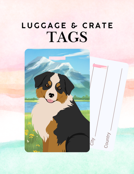 Miniature American Shepherd Dog Metal Luggage/ Crate Tag