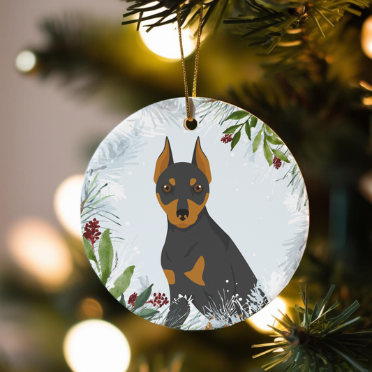 Miniature Pinscher Dog Ceramic Christmas Ornaments