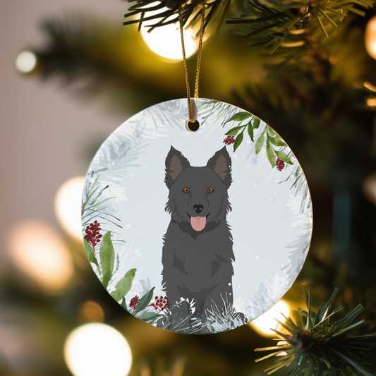 Mudi Dog Ceramic Christmas Ornaments