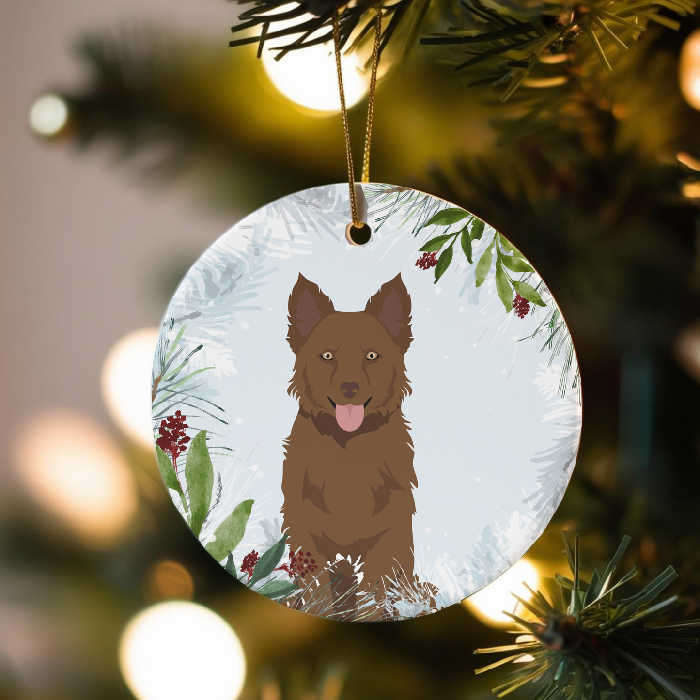 Mudi Dog Ceramic Christmas Ornaments