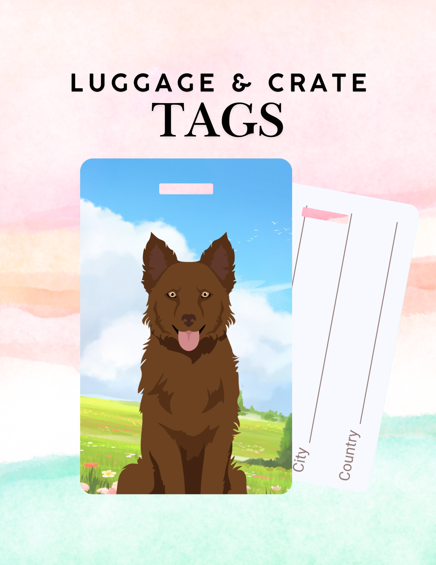 Mudi Dog Metal Luggage/ Crate Tag