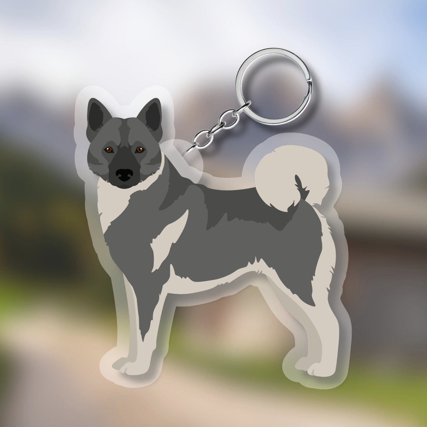 Norwegian Elkhound Dog 2.5in Acrylic Keychain