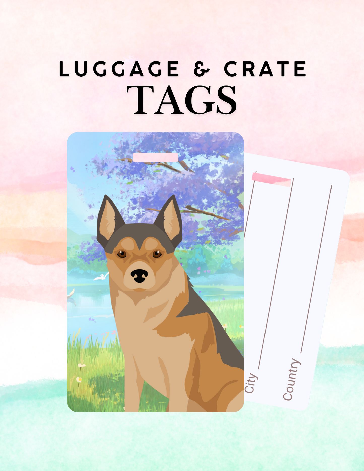 Norwegian Lundehund Dog Metal Luggage/ Crate Tag