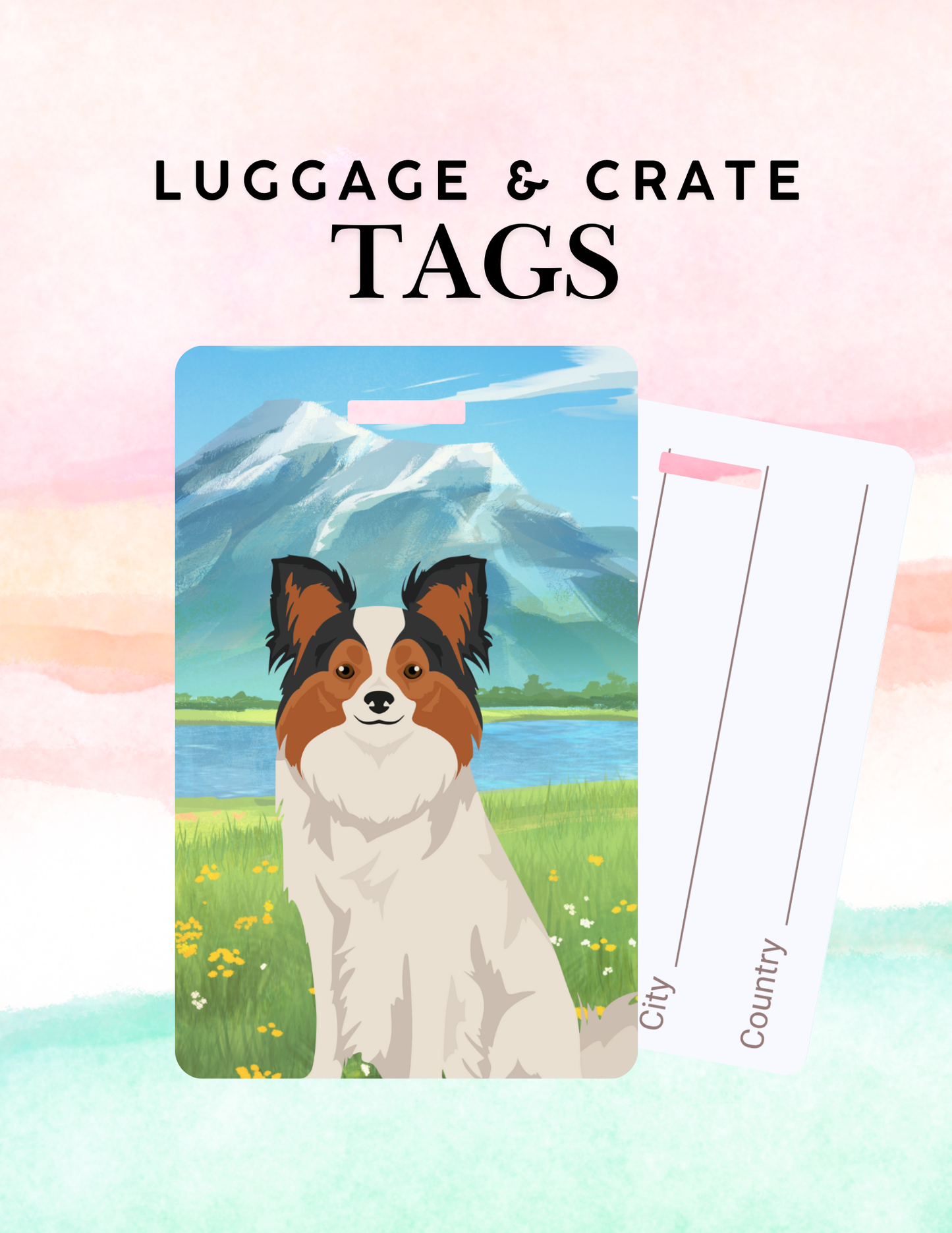 Papillon Dog Metal Luggage/ Crate Tag