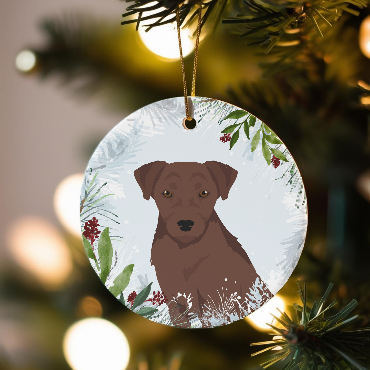 Patterdale Terrier Dog Ceramic Christmas Ornaments