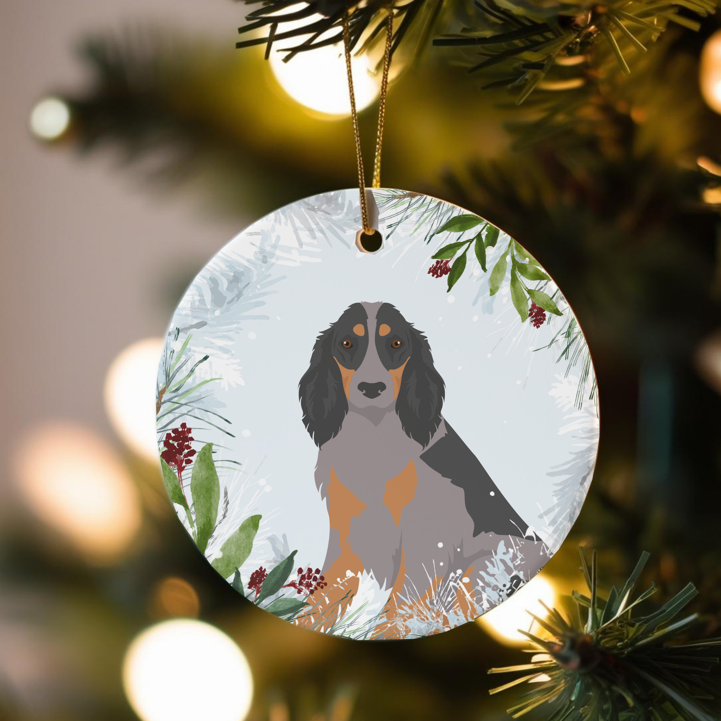Picardy Spaniel Dog Ceramic Christmas Ornaments