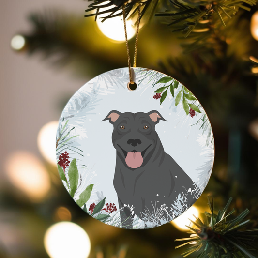 Pit Bull Dog Ceramic Christmas Ornaments