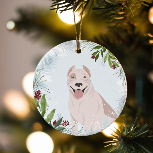 Pit Bull Dog Ceramic Christmas Ornaments