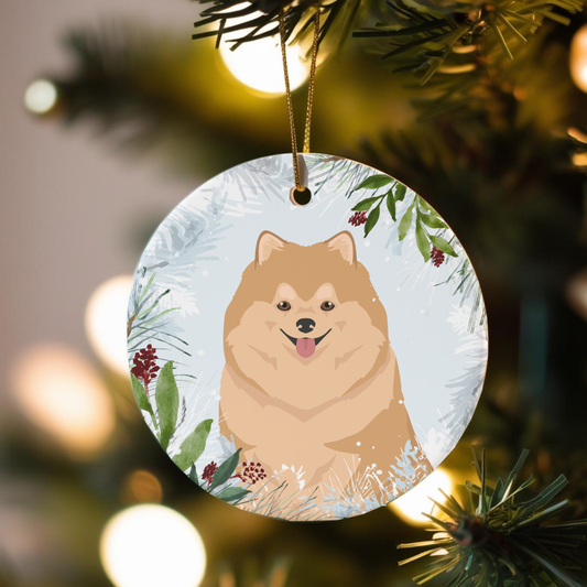 Pomeranian Dog Ceramic Christmas Ornaments