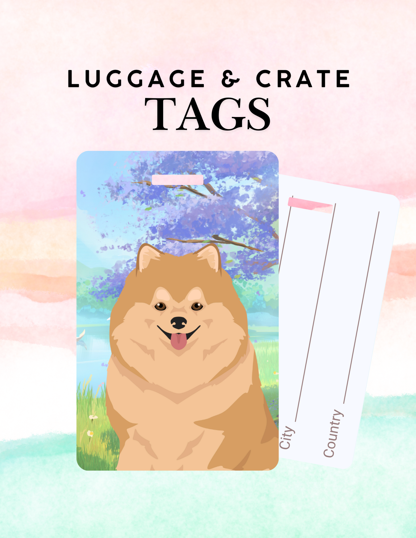 Pomeranian Dog Metal Luggage/ Crate Tag