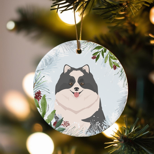 Pomeranian Dog Ceramic Christmas Ornaments