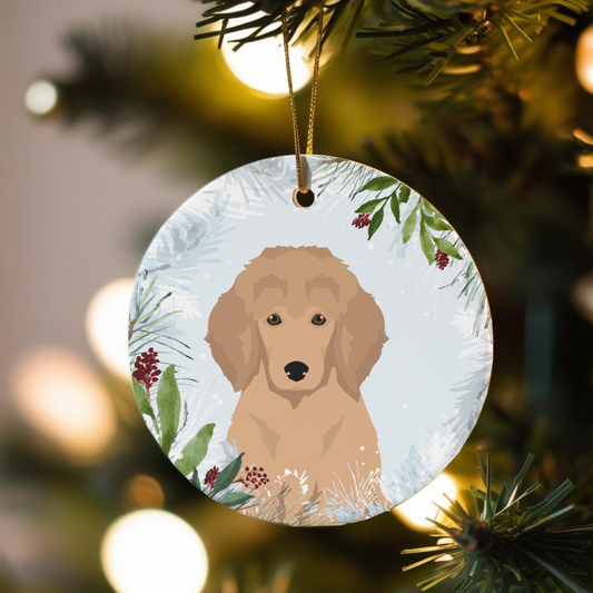 Poodle Dog Ceramic Christmas Ornaments