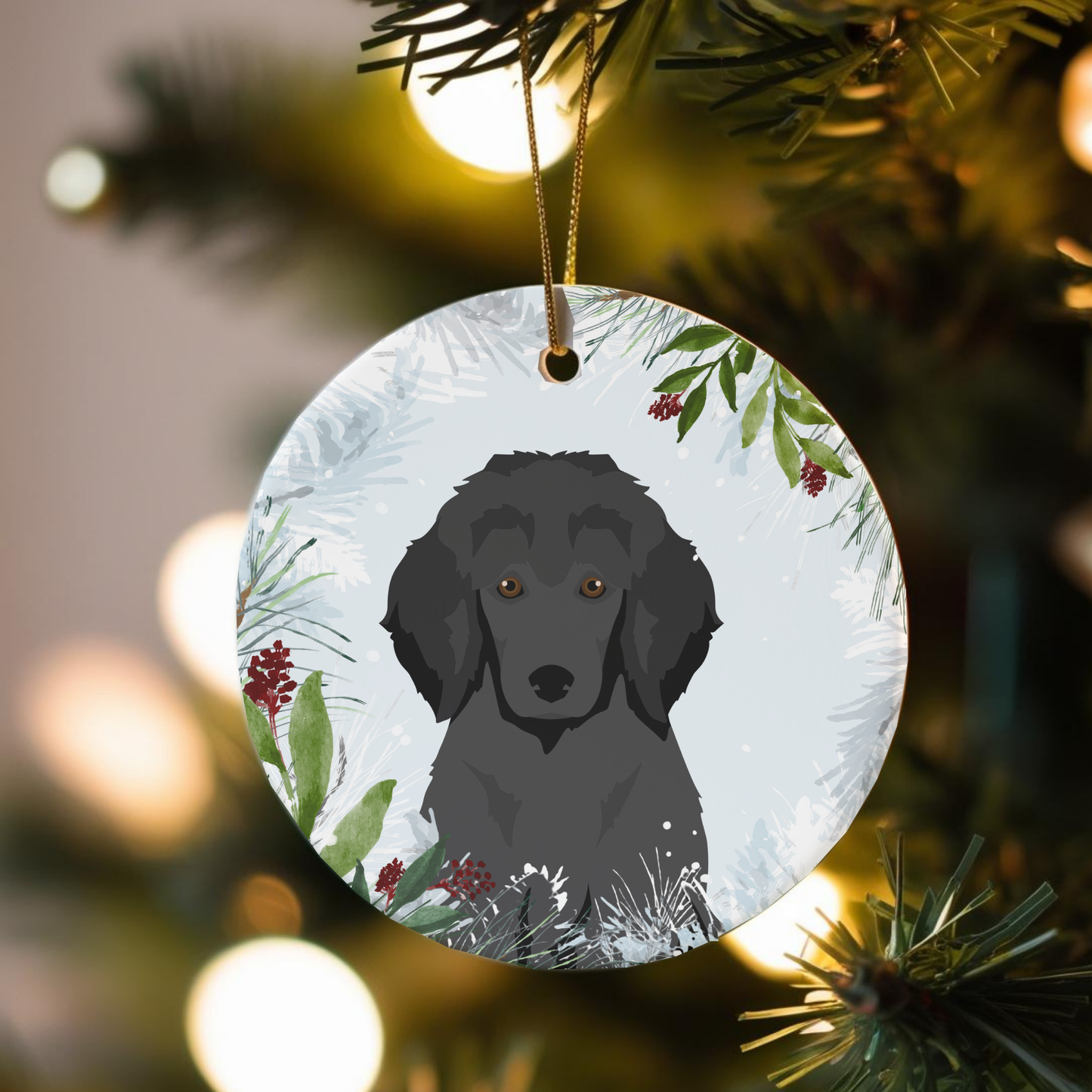 Poodle Dog Ceramic Christmas Ornaments