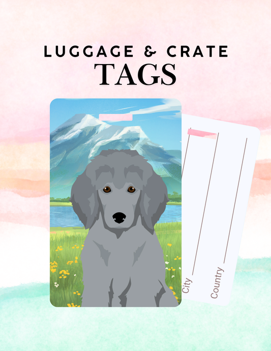 Poodle Dog Metal Luggage/ Crate Tag