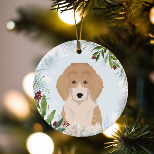 Poodle Dog Ceramic Christmas Ornaments