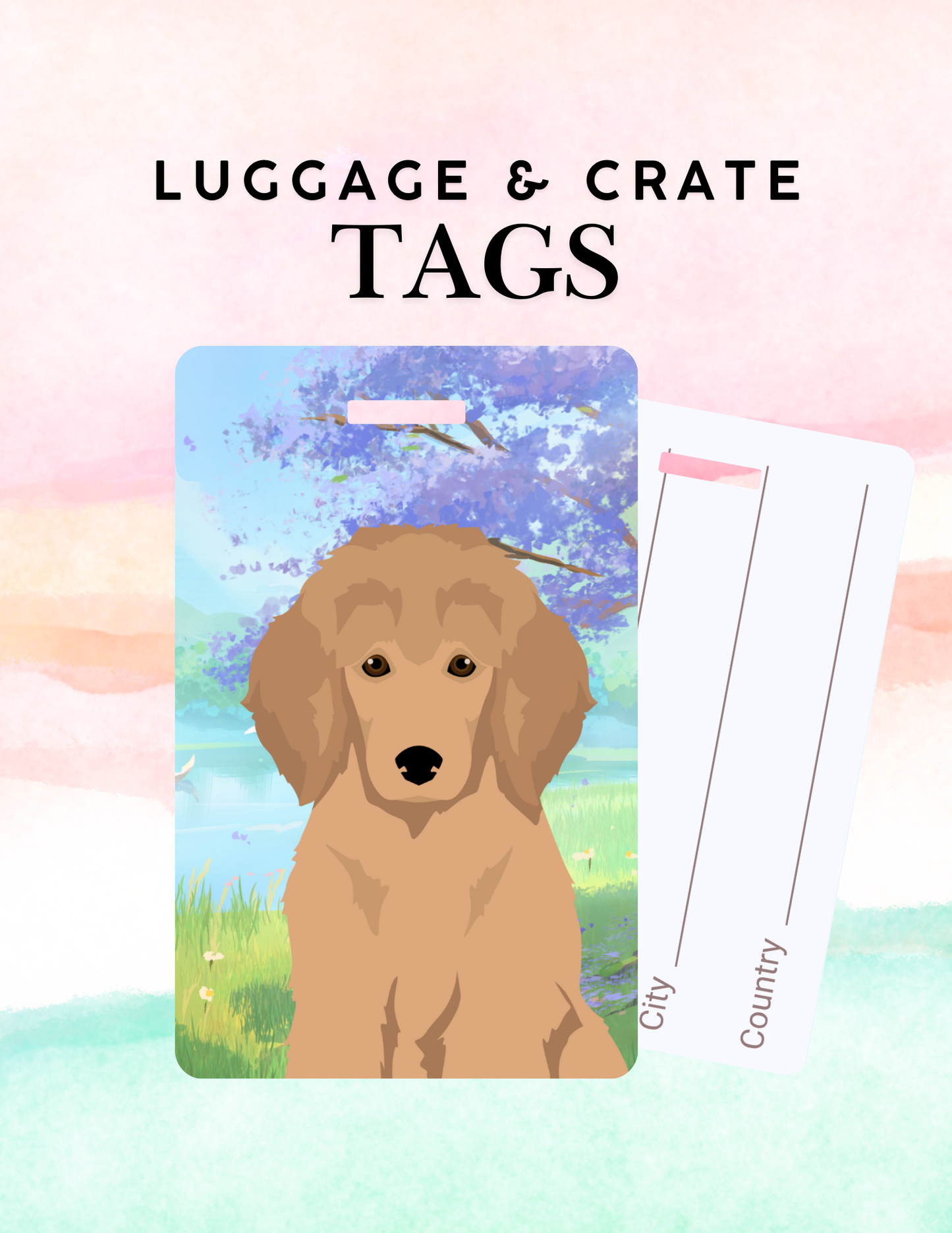 Poodle Dog Metal Luggage/ Crate Tag