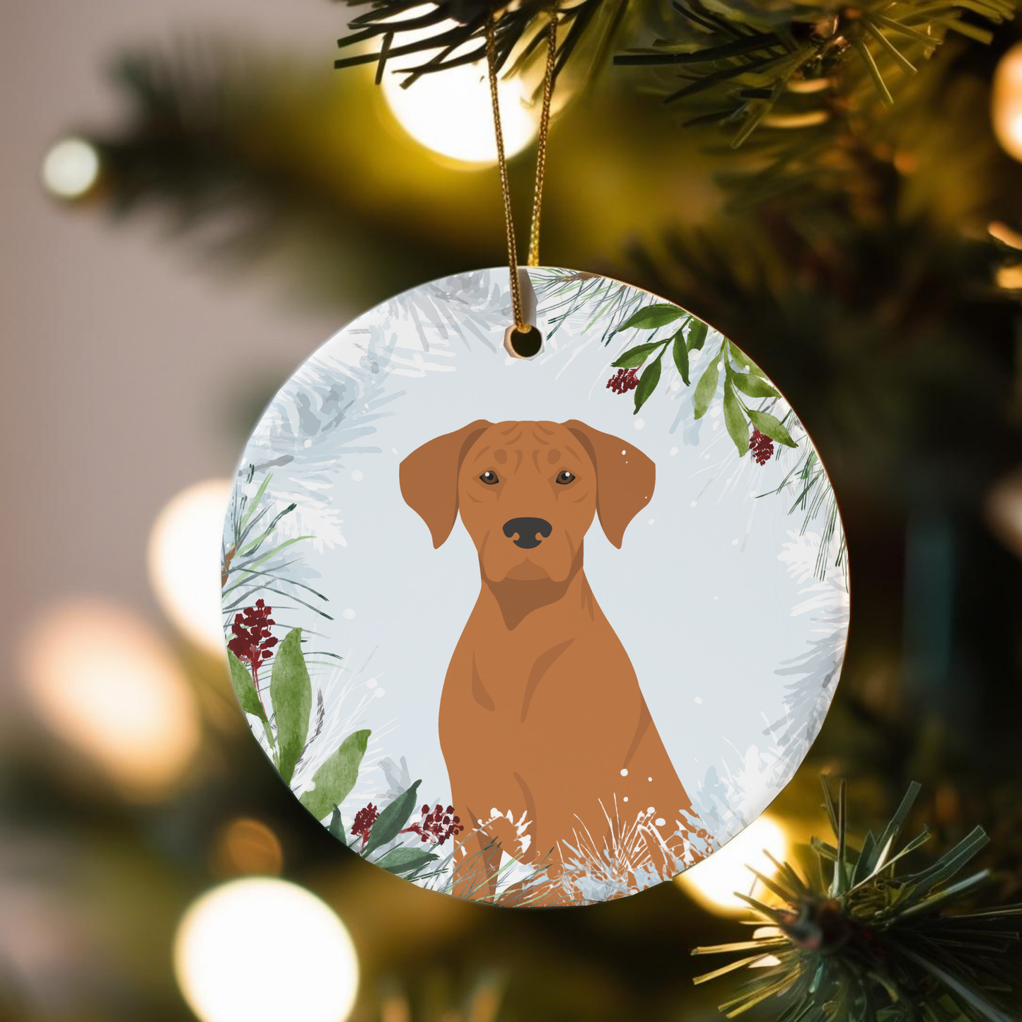 Rhodesian Ridgeback Dog Ceramic Christmas Ornaments
