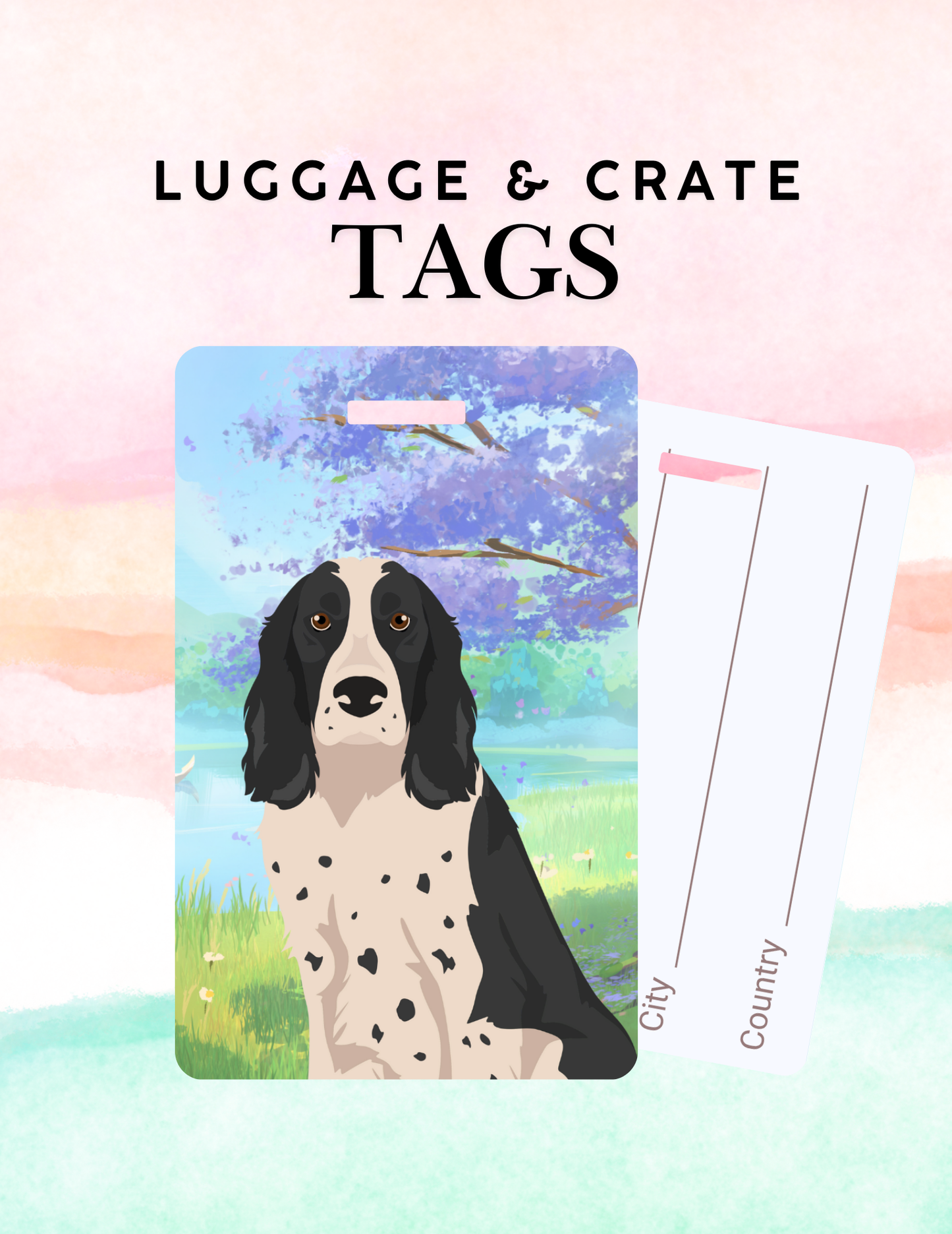 Russian Spaniel Dog Metal Luggage/ Crate Tag