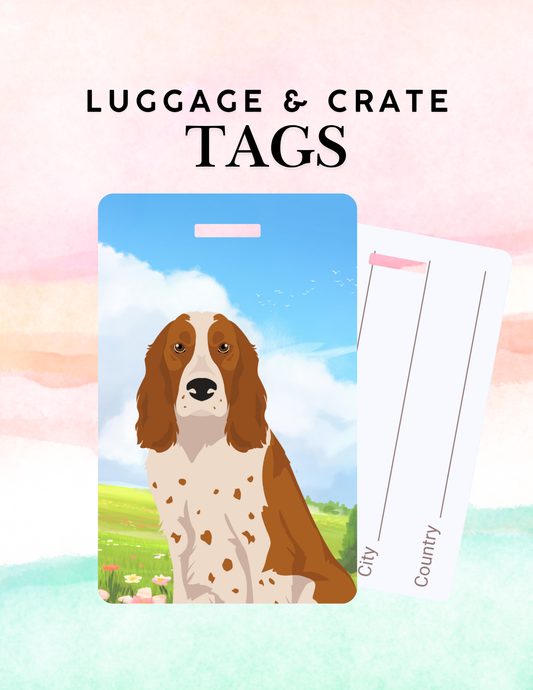 Russian Spaniel Dog Metal Luggage/ Crate Tag
