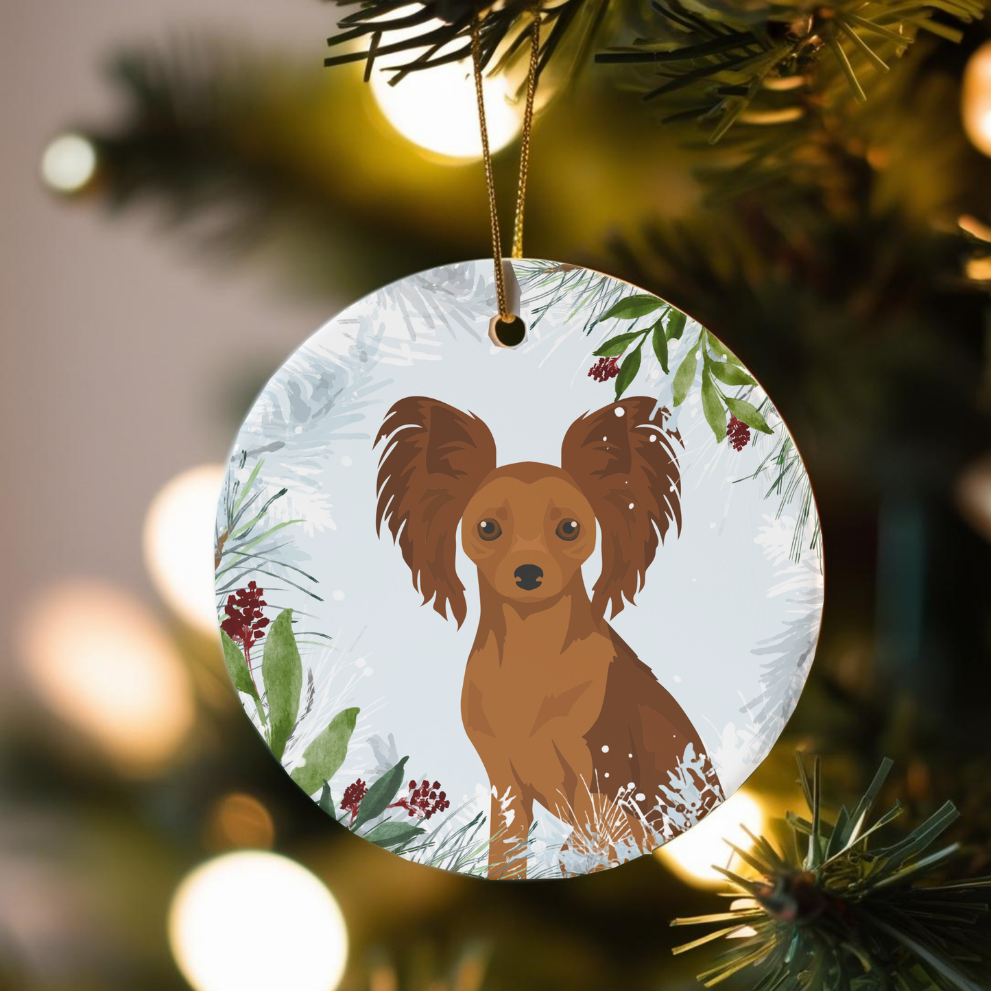 Russian Toy Terrier Dog Ceramic Christmas Ornaments