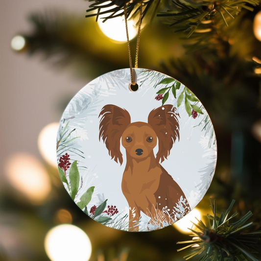 Russian Toy Terrier Dog Ceramic Christmas Ornaments