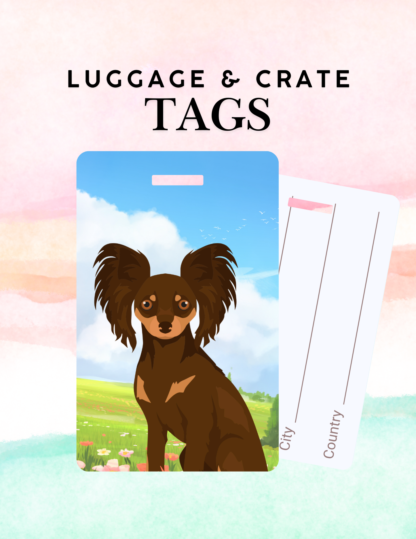 Russian Toy Terrier Dog Metal Luggage/ Crate Tag