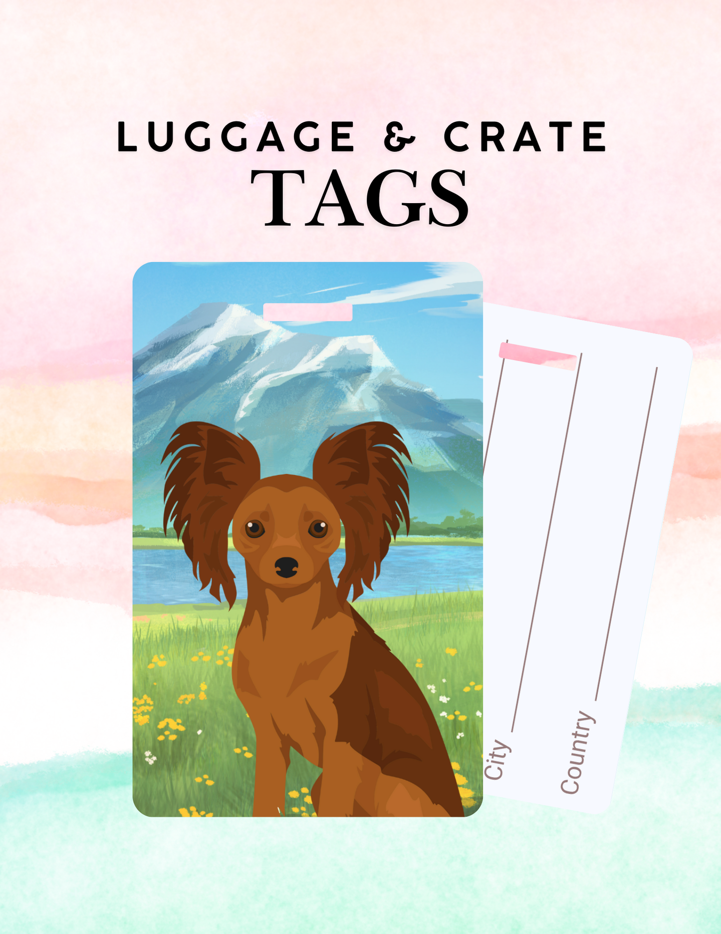 Russian Toy Terrier Dog Metal Luggage/ Crate Tag