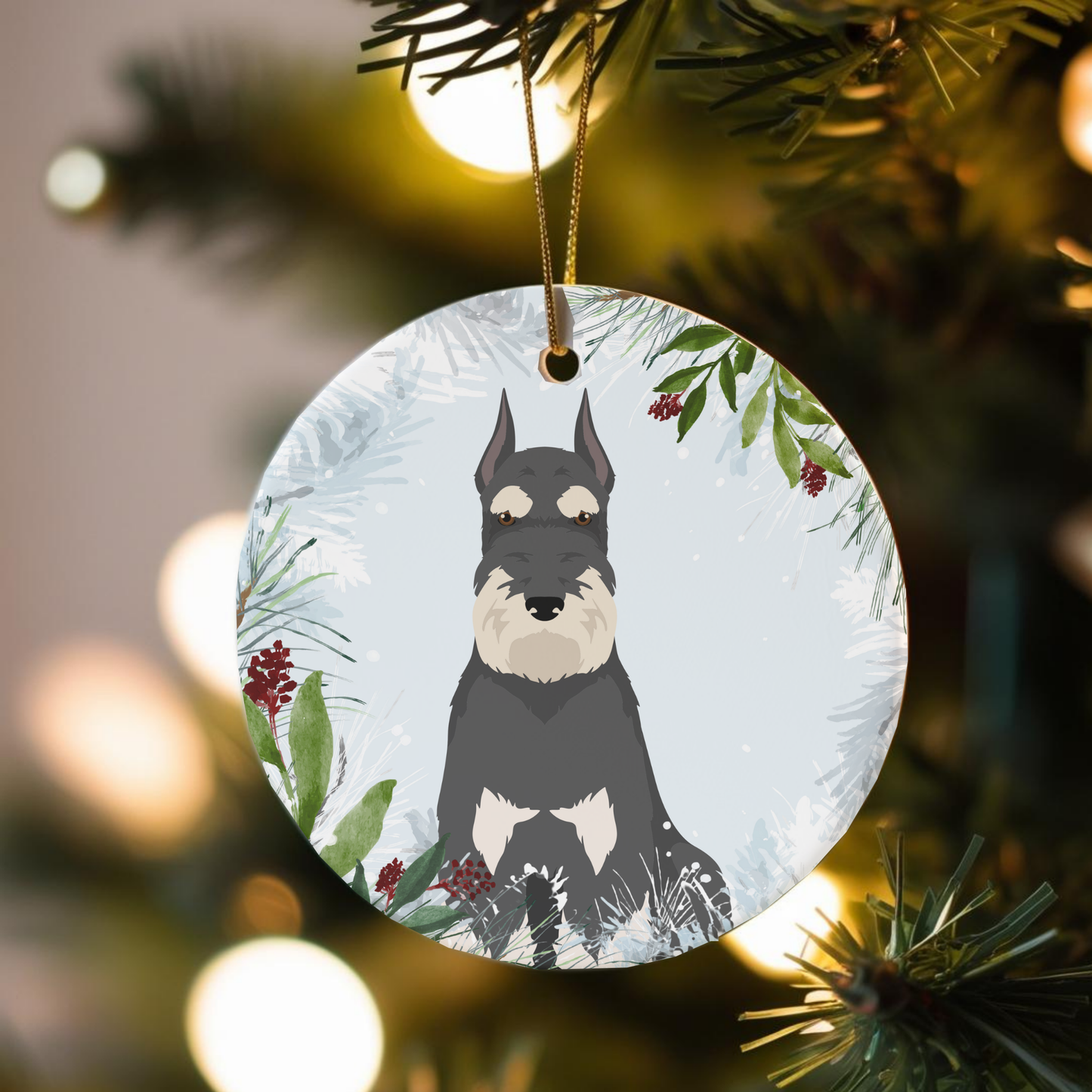 Schnauzer Dog Ceramic Christmas Ornaments