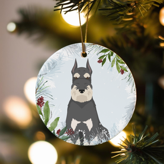 Schnauzer Dog Ceramic Christmas Ornaments