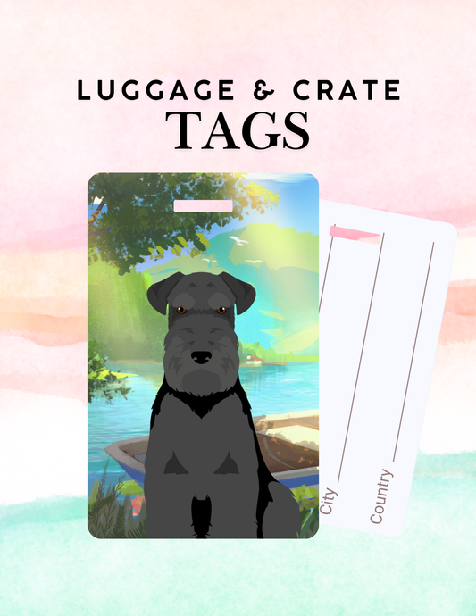 Schnauzer Dog Metal Luggage/ Crate Tag