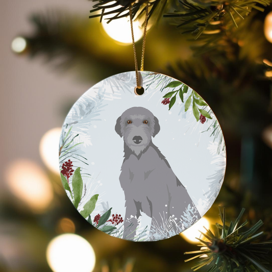 Scottish Deerhound Dog Ceramic Christmas Ornaments