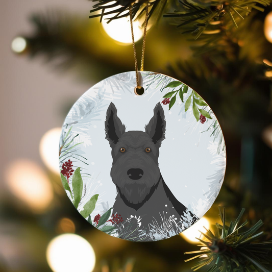 Scottish Terrier Dog Ceramic Christmas Ornaments