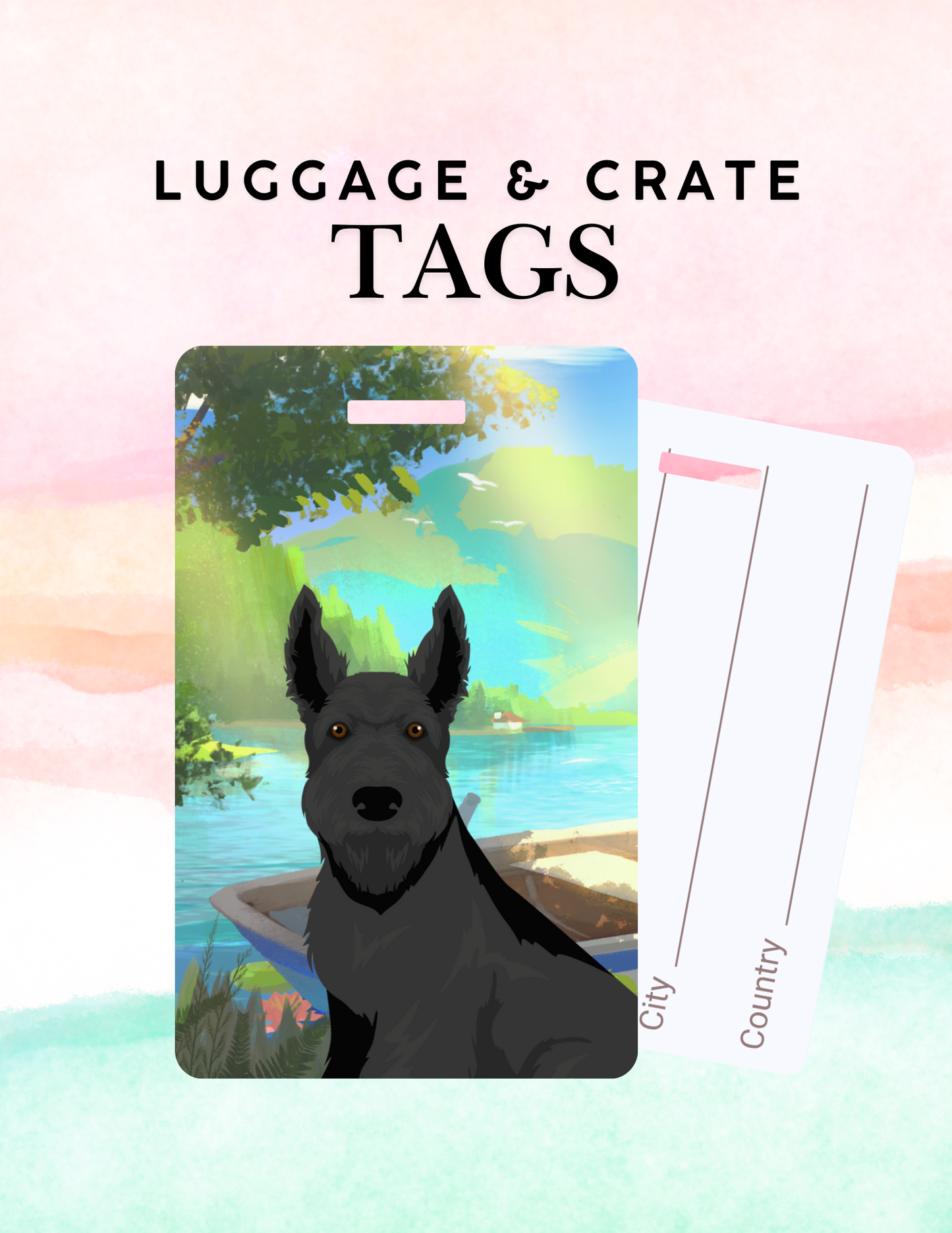 Scottish Terrier Dog Metal Luggage/ Crate Tag