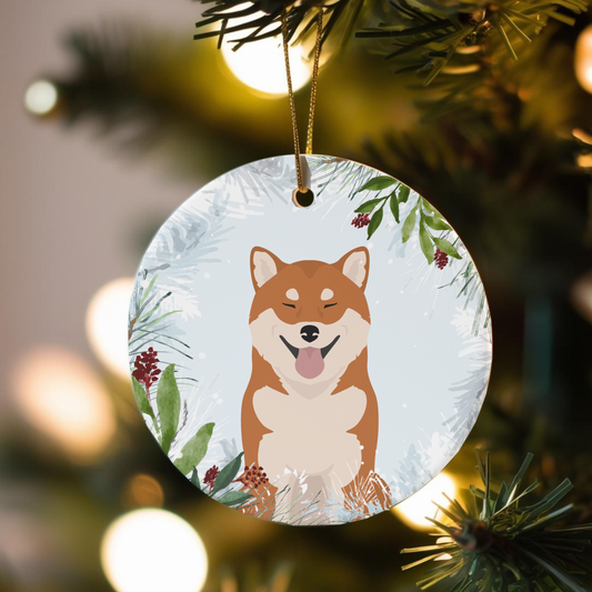 Shiba Inu Dog Ceramic Christmas Ornaments