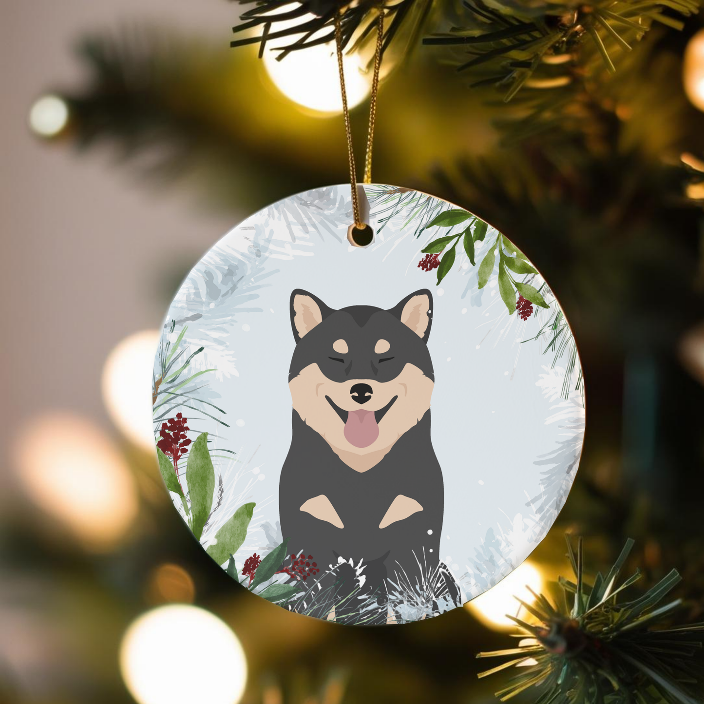 Shiba Inu Dog Ceramic Christmas Ornaments