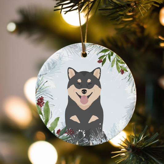 Shiba Inu Dog Ceramic Christmas Ornaments