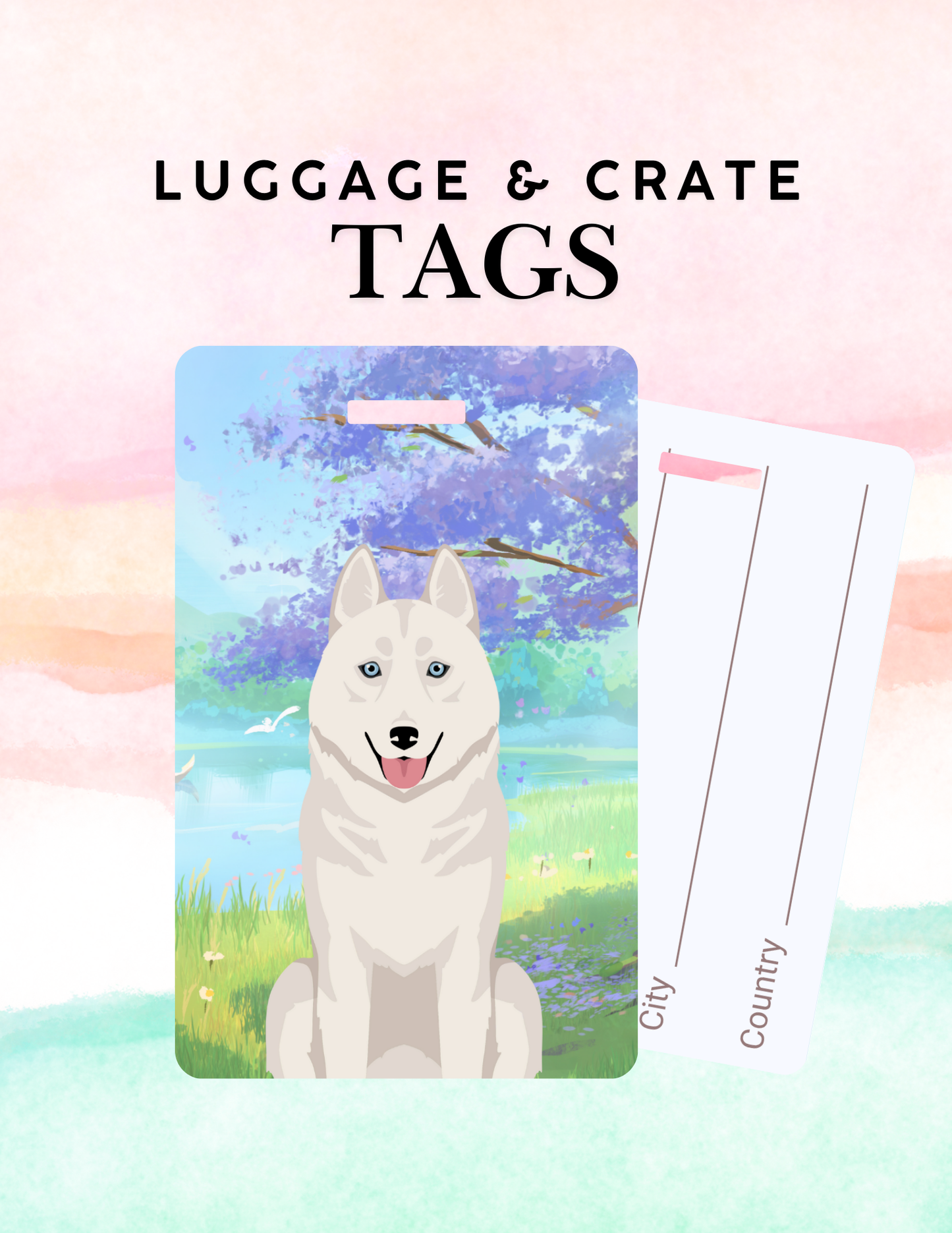 Siberian Husky Dog Metal Luggage/ Crate Tag