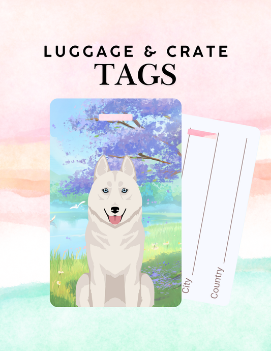 Siberian Husky Dog Metal Luggage/ Crate Tag