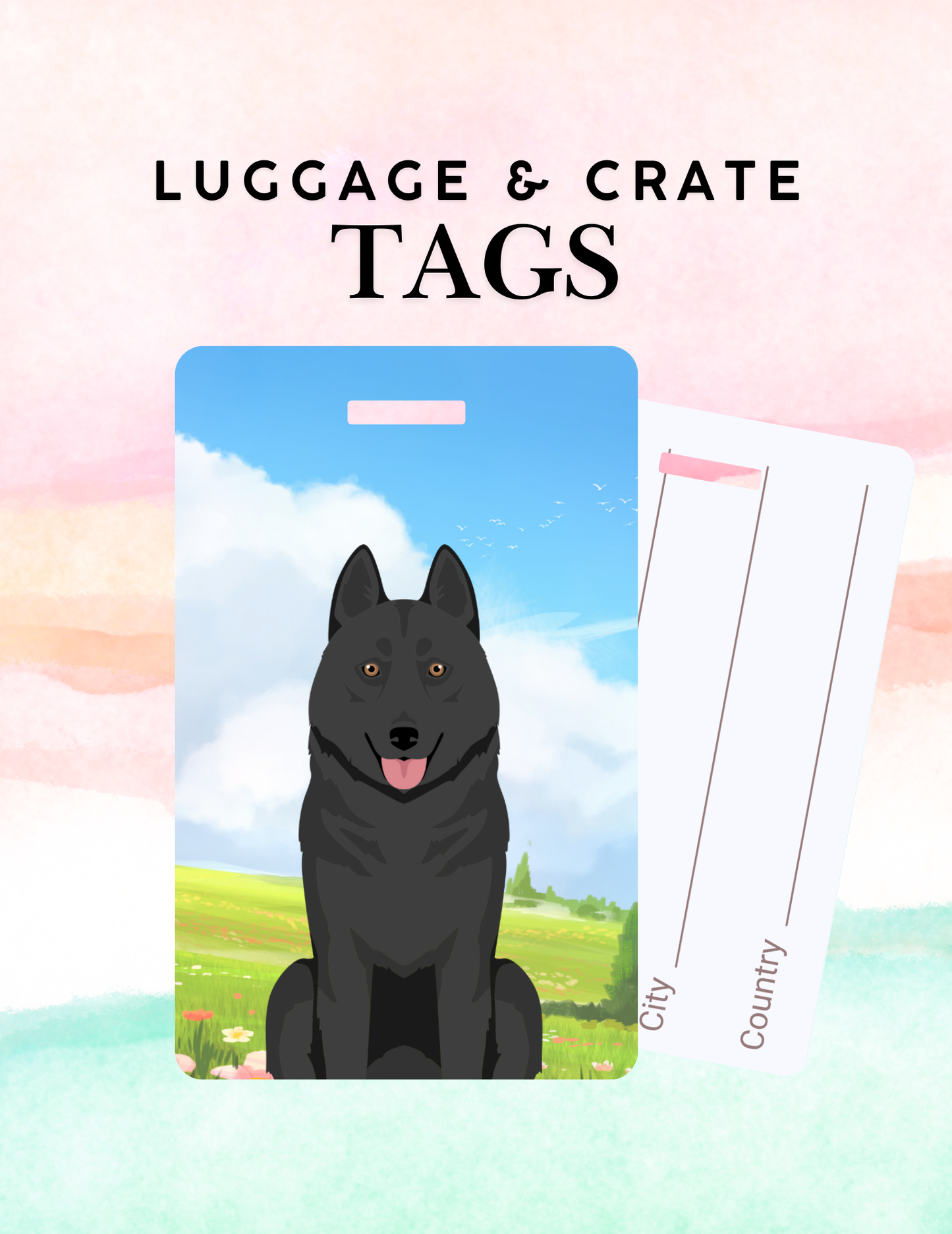 Siberian Husky Dog Metal Luggage/ Crate Tag