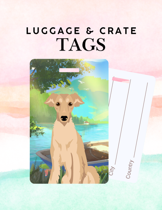 Silken Windhound Dog Metal Luggage/ Crate Tag